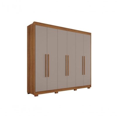 Guarda-roupa Casal Itália 6 Portas 100% Mdf Salleto Cinamomo/off White