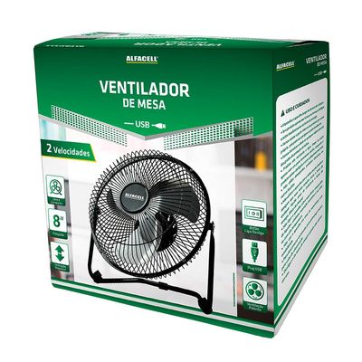 Mini Ventilador de Mesa 24cm 3 Pás Alfacell AL12003 Preto Não se aplica