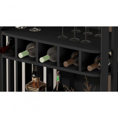 Aparador Deluxe Prateleiras Com Adega Ripado 4110 Preto