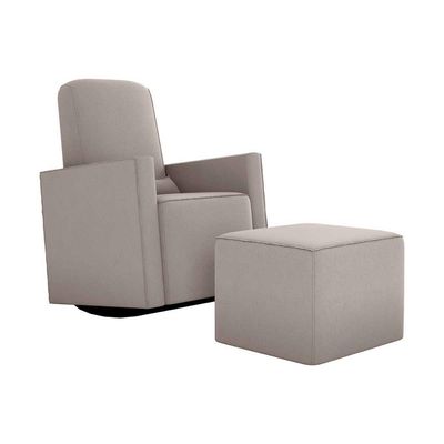 Poltrona De Amamentação Com Balaço E Puff Premium Annecy Matrix Suede Bege
