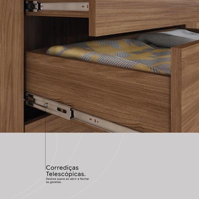 Guarda Roupa Casal Giardino 6 Portas 4 Gavetas Nogueira Touch Com Espelho E Pés - Demóbile Nogueira Touch