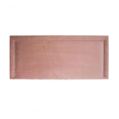 Cabeceira Queen Reta Luxo 160x60 Veludo Rosê - Tachas Prata