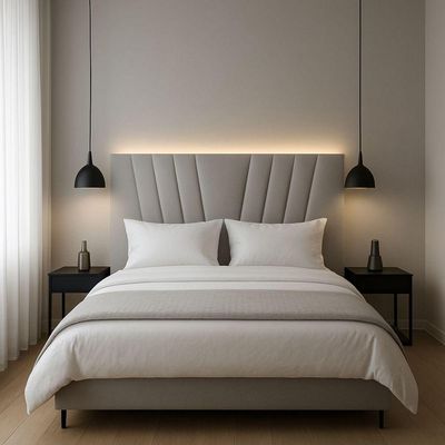 Cabeceira Cama Box Casal 140 Cm Joana Em Corino Com Frame Cinza