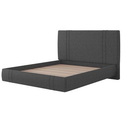 Cama King Flutuante Com Cabeceira 195cm Astra S04 Linho Preto - Lyam Decor