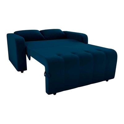 Sofá Cama Compacto 2 Lugares 1,38 Larg Amora New Matrix Veludo Azul