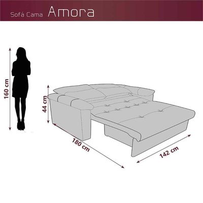 Sofá Cama Compacto 2 Lugares 1,38 Larg Amora New Matrix Veludo Azul