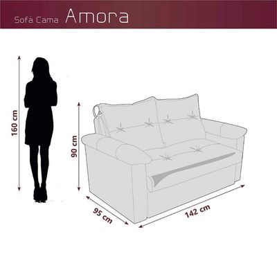 Sofá Cama Compacto 2 Lugares 1,38 Larg Amora New Matrix Veludo Azul