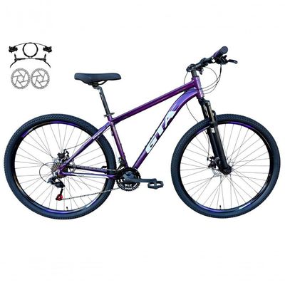 Bicicleta Aro 29 Gta Start Aluminio Mtb 21v Freio A Disco Hidraulico Garfo Suspensão - Roxo Tam.15