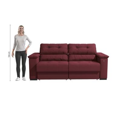 Sofá Cama Kappesberg Stelo Veludo Bordô 230cm