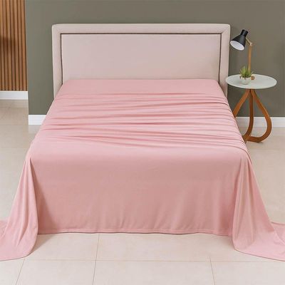 Lençol De Cima Avulso Minimal Liso Casal 01 Peça Malha 100% Algodão - Rose
