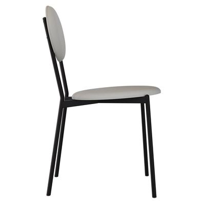 Kit 08 Cadeiras Estofada Para Sala De Jantar Azuri Preto C01 Courino Off White - Lyam Decor