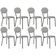 Kit 08 Cadeiras Estofada Para Sala De Jantar Azuri Preto C01 Courino Off White - Lyam Decor