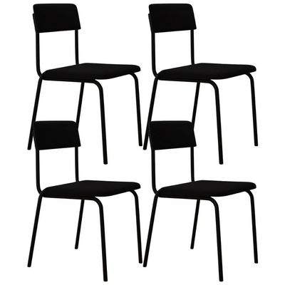 Kit 04 Cadeiras Estofada Para Sala De Jantar Sense Preto C01 Linho Preto - Lyam Decor