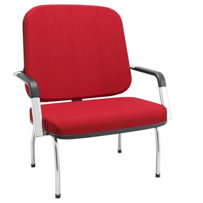 Kit 02 Cadeiras De Escritório Recepção Com Braço Fixa Cromada Magno P03 Crepe Vermelho - Lyam Decor