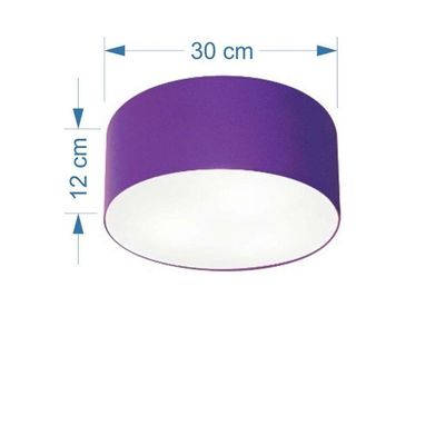 Plafon Cilíndrico Vivare Md-3010 Cúpula Em Tecido 30x12cm - Bivolt Roxo 127/220v