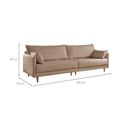 Sofá 3 Lugares Vittro Linho Bege 220 cm