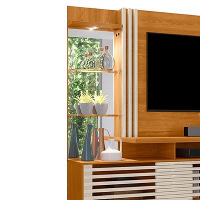 Estante Home Tv 60 Polegadas 200 Cm Frizz Plus Madetec Cinamomo Off White