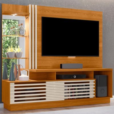 Estante Home Tv 60 Polegadas 200 Cm Frizz Plus Madetec Cinamomo Off White
