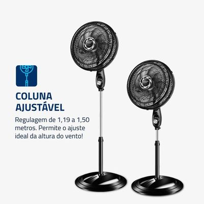 Ventilador De Coluna Mondial 40cm 8 Pás Turbo NVT-40C-8P-B Preto Prata 220V