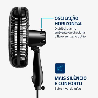 Ventilador De Coluna Mondial 40cm 8 Pás Turbo NVT-40C-8P-B Preto Prata 220V