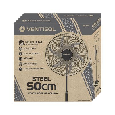 Ventilador De Coluna Oscilante 50cm Turbo Com 6 Pás Ventisol Preto Bivolt
