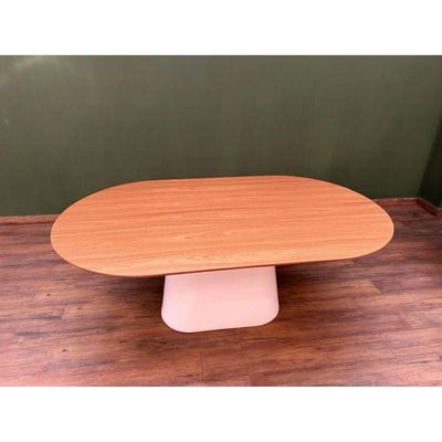 Mesa De Jantar Cone Zoe 140x90cm Base Laca Branca Tampo Cinamomo