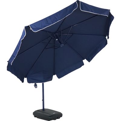 Ombrellone Suspenso Giratório 360° Búzios 3 metros Azul + Base em ABS 50 Litros Preta Bel 3,00m