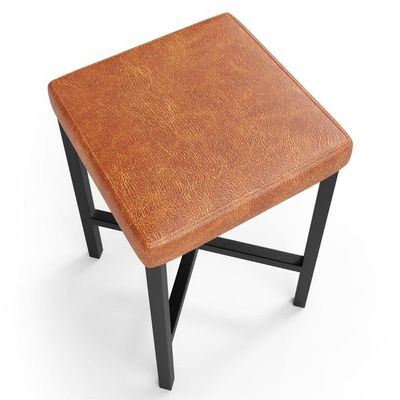 Banqueta Baixa Bar Cozinha Sala De Jantar Preto Stella L02 Couríssimo Camel - Lyam Decor