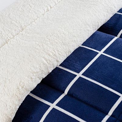 Coberdrom Sherpa E Flannel Austin Solteiro Manta 100g 01 Peça - Marinho - performance superior
