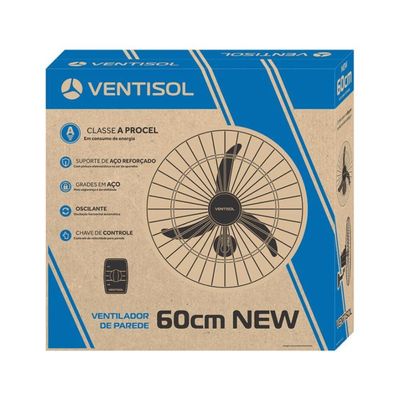 Ventilador De Parede 60 Cm 220v New Premium Preto Ventisol