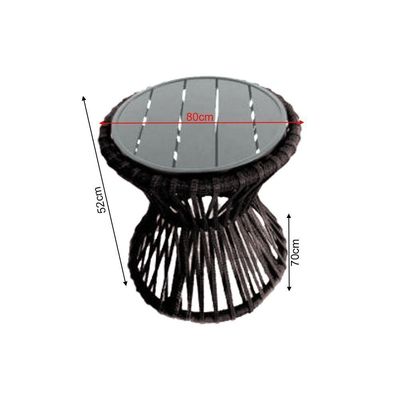 Mesa De Centro Sol Em Corda Náutica E Base Em Alumínio Cinza 70cm Marrom - Cor: Marrom