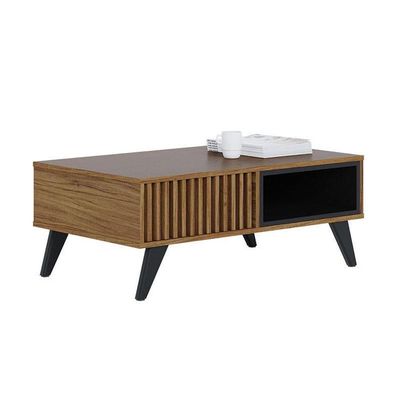 Mesa De Centro Jeri Noce Milano Preto Acetinado Com Aparador Para Sala Riviera Noce Milano – Colibri