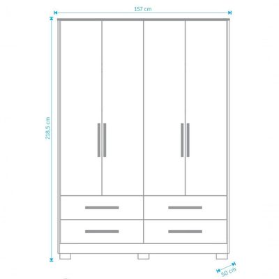 Armário Infantil 4 Portas Lisas Charlô - Móveis Peroba Amendoa-branco