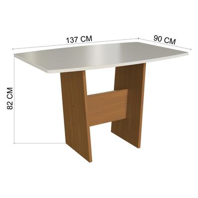 Mesa De Jantar 137cm 6 Lugares Multimóveis CR50214 Freijó-off White Freijó-off White
