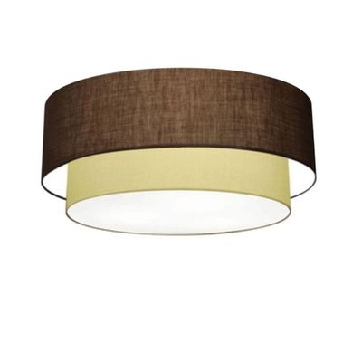 Plafon Duplo Cilíndrico Vivare Md-3024 Cúpula Em Tecido 60x50cm - Bivolt Café-algodão-crú