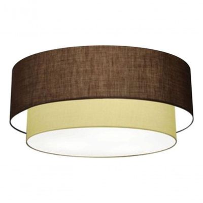 Plafon Duplo Cilíndrico Vivare Md-3024 Cúpula Em Tecido 60x50cm - Bivolt Café-algodão-crú