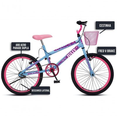 Bicicleta Jully Aro 20 Aero 36 Raias, Freios V-brake Dianteiro E Traseiro, Suporte De Guidão Down Hill E Cestinha