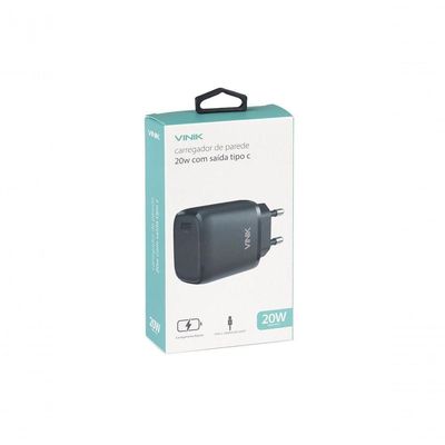 Carregador De Parede 20w Com 1 Saida Tipo C 12v - Preto