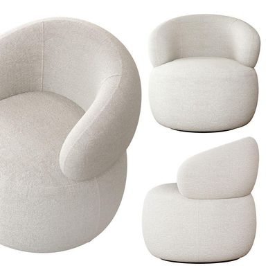 Conjunto 2 Poltronas Orgânica Atemporal Base Giratória Eloah Bouclé Italiano Off White
