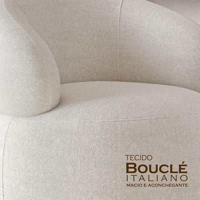 Conjunto 2 Poltronas Orgânica Atemporal Base Giratória Eloah Bouclé Italiano Off White