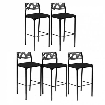 Kit 5 Banquetas Luiza Corino Preto Magaine