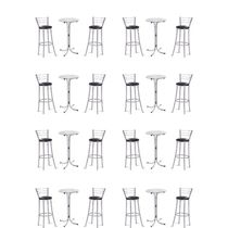 Kit 8 Bistros Com 8 Banquetas Cromadas