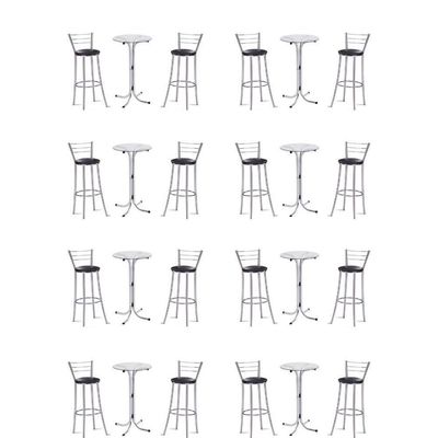 Kit 8 Bistros Com 8 Banquetas Cromadas