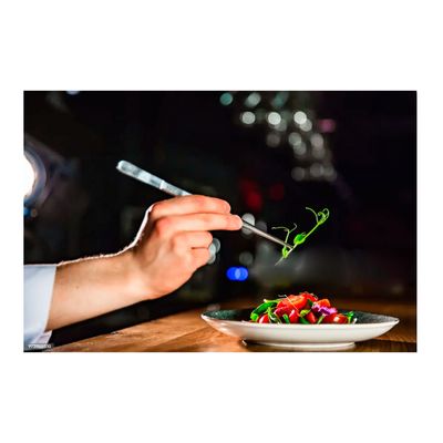 Pinça Culinaria Profissional Pegador Ponta Reta Serrilha Inox 20cm