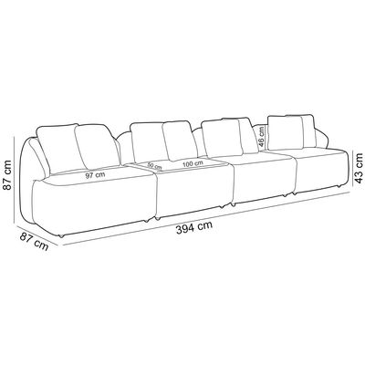 Sofá 5 Lugares Para Sala de Estar Living 394cm Arlo F04 Linho Bege - Lyam Decor