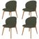Kit 04 Cadeiras de Jantar e Estar Living Estofada Mia L02 Linho Verde Musgo - Lyam Decor