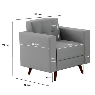 Conjunto de Sofá 3 Lugares com 1 Poltrona Vitrola Suede Cinza