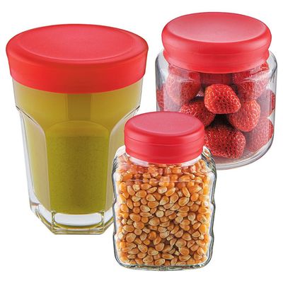 Conjunto de Tampas Euro Home em Silicone 4 Peças Vermelho