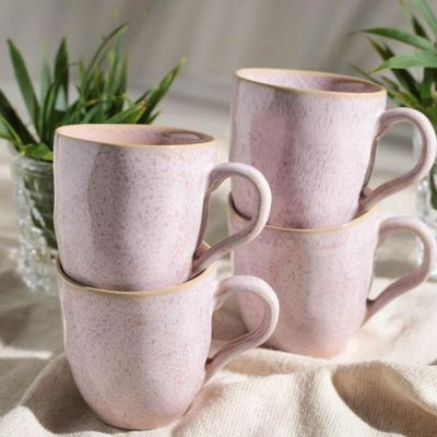 Jogo 6 Canecas Rosas 273ml Cerâmica Xícaras Chá Porto Brasil Litchi Degrade