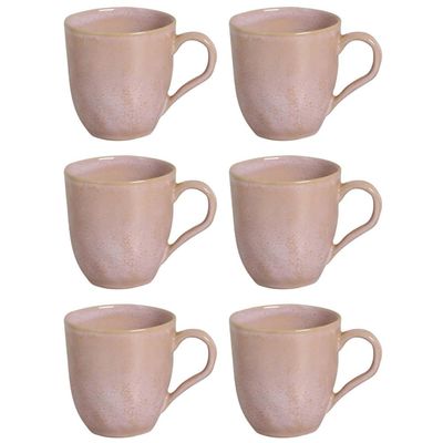Jogo 6 Canecas Rosas 273ml Cerâmica Xícaras Chá Porto Brasil Litchi Degrade